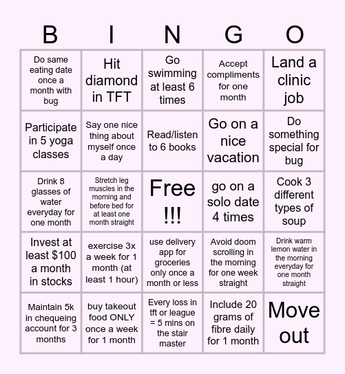 Kat's 2026 Goals Bingo Card
