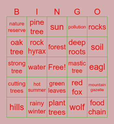 Umm Al Rihan Bingo Card