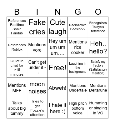 Moon Bingo Card