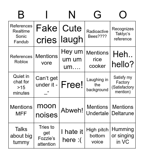 Moon Bingo Card