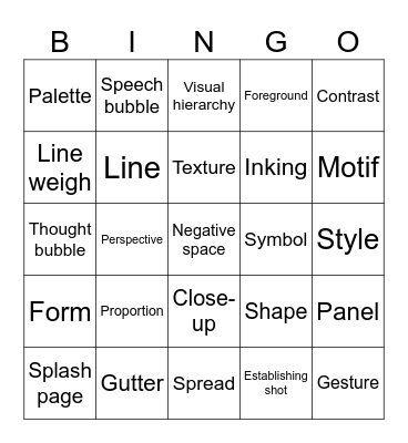 Art Terms Bingo Card