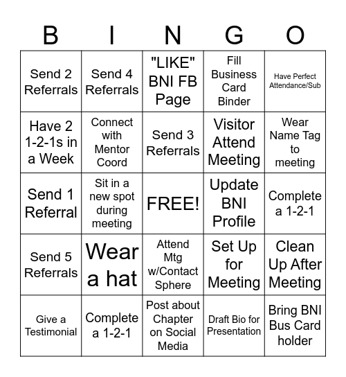 BNI FORT BEND BINGO Card