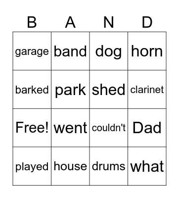 THE BAND Bingo Card