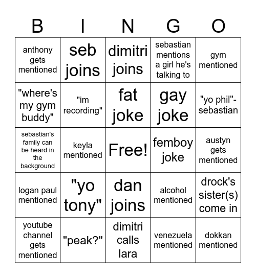 "Call?" 1/5/26 Bingo Card