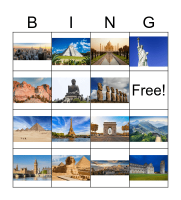 Landmarks Bingo Card