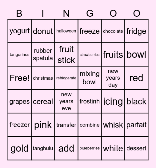 Dessert Camp Bingo! Bingo Card