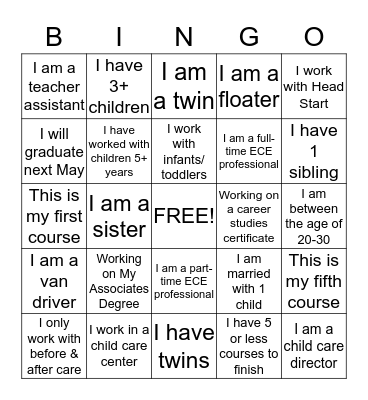 Interpersonal Bingo Card
