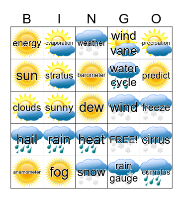 Weather Bingo Card