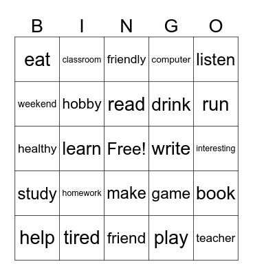 English Week Carnival Bingo Card