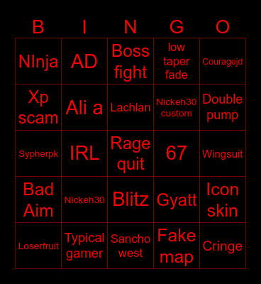 Fortnite Bingo Card