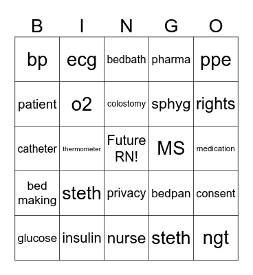 NURSING BINGO! Bingo Card