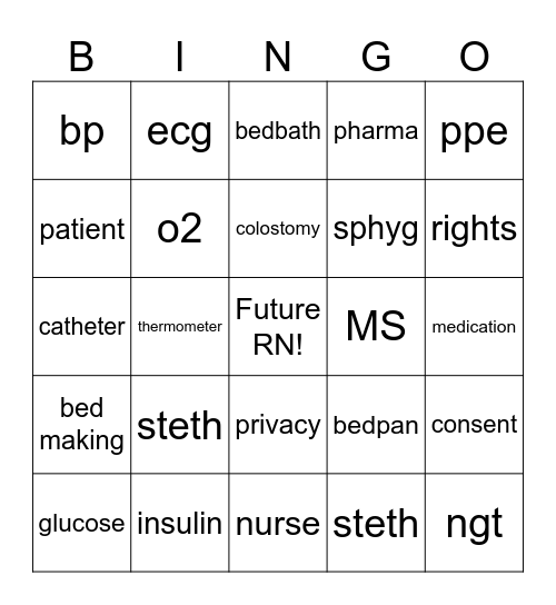 NURSING BINGO! Bingo Card