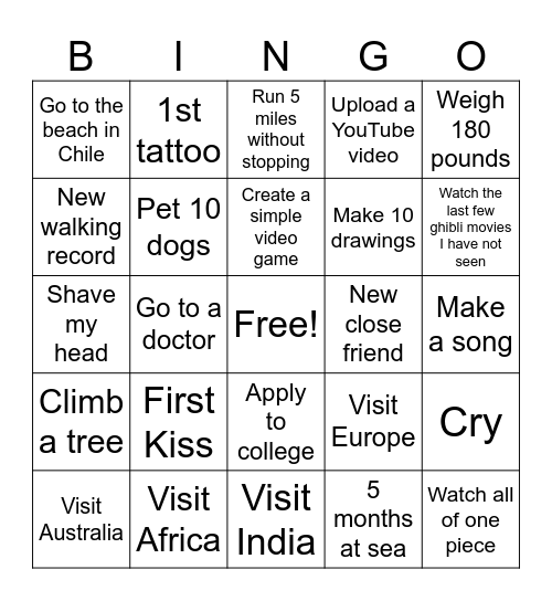 Untitled Bingo Card