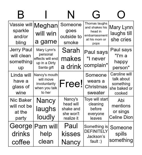 FAMILY BINGO Card