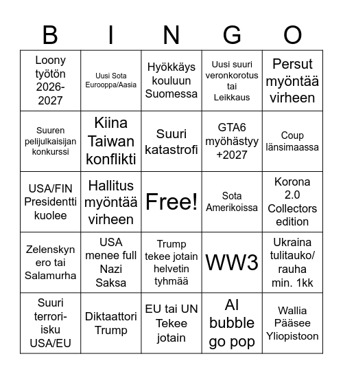Stavka Bingo 2026-2027 Bingo Card