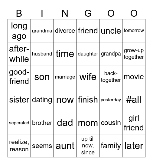 unit 8 Bingo Card