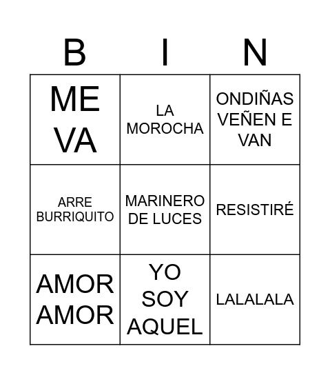BINGO MUSICAL Bingo Card