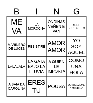 BINGO MUSICAL Bingo Card