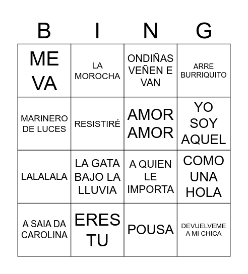 BINGO MUSICAL Bingo Card