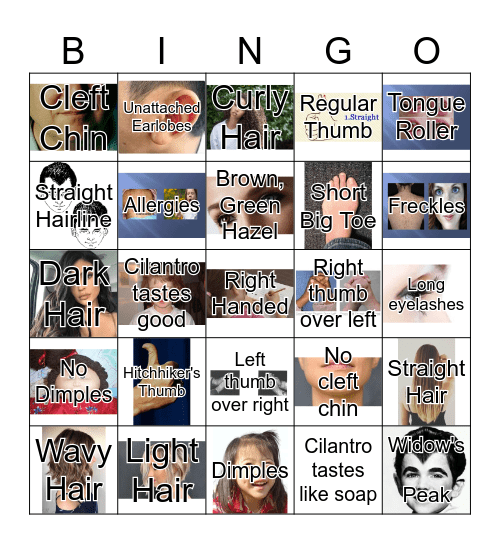 Genetic Traits Bingo Card