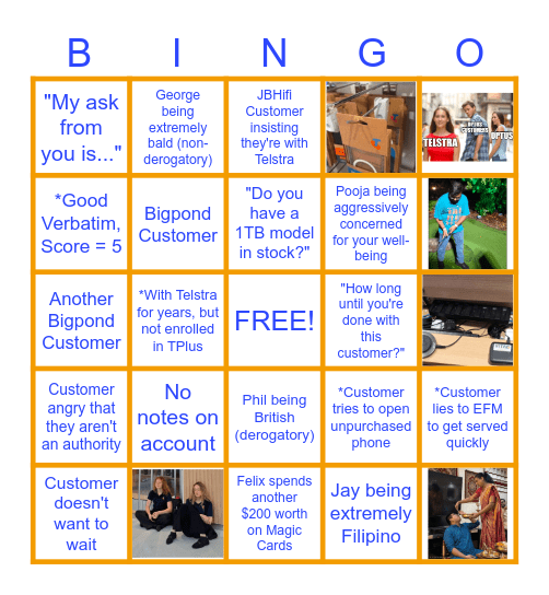 "Just-Telstra-Things" Bingo Card