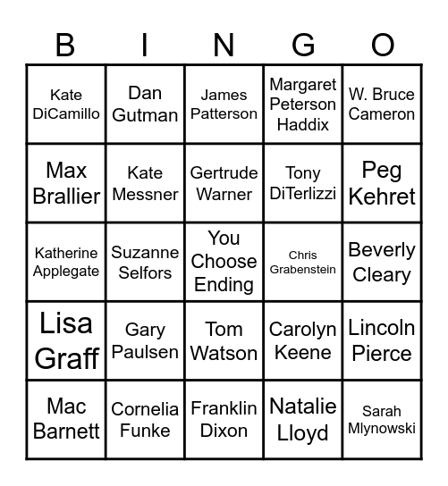 4th Grade Reading Challenge Bingo Card