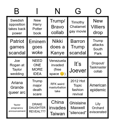 2026 Bingo Card