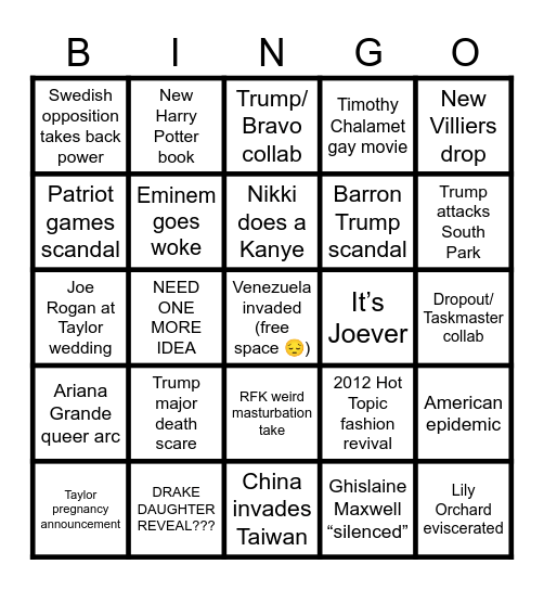 2026 Bingo Card