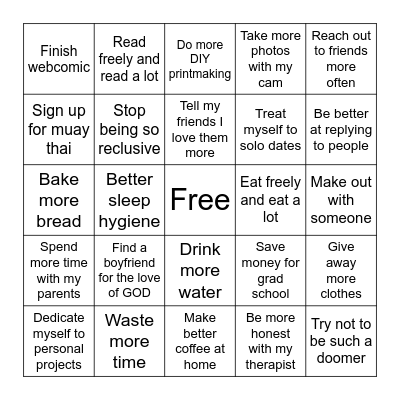 ELLE 2026 Bingo Card