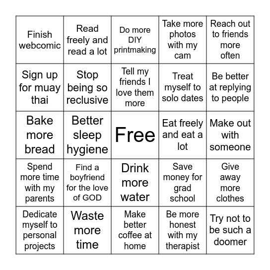 ELLE 2026 Bingo Card