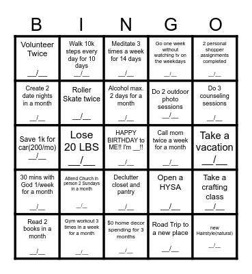 Shayla's 2026 VISION BOARD Bingo Card