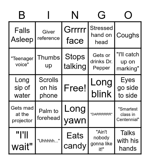 Mr. Nayman BINGO Card