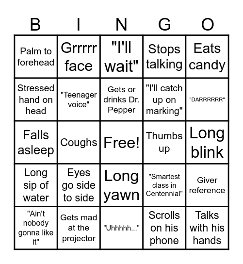 Mr. Nayman BINGO Card