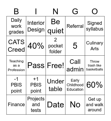 FCS Bingo Card