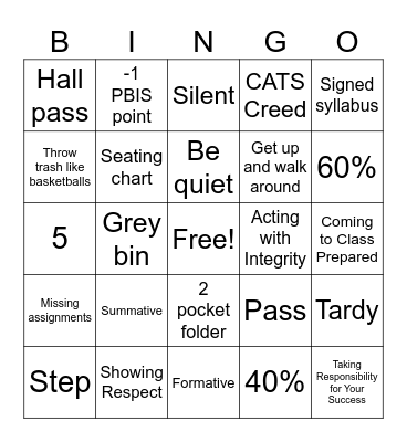FCS Bingo Card