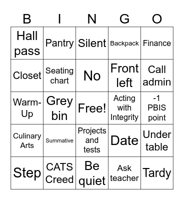 FCS Bingo Card