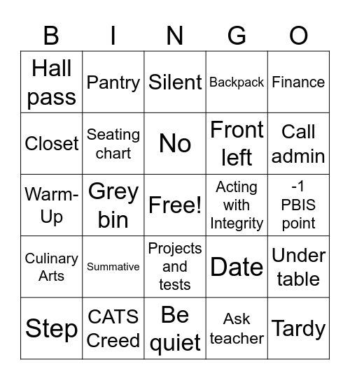 FCS Bingo Card
