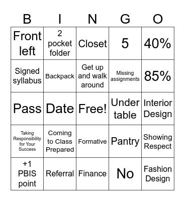 FCS Bingo Card