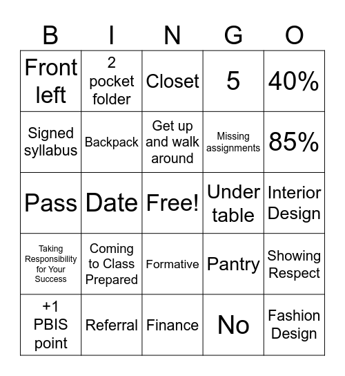 FCS Bingo Card