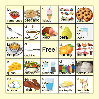 Comida Bingo Card