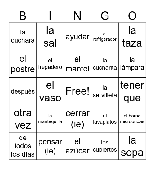 Que Chevere 1 6A Bingo Card
