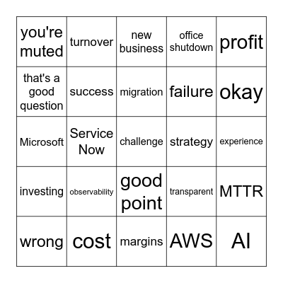 Engineering Town Hall Bingo Card