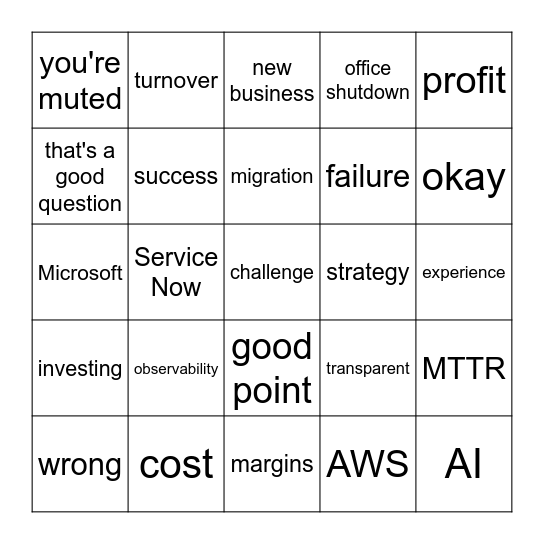 Engineering Town Hall Bingo Card