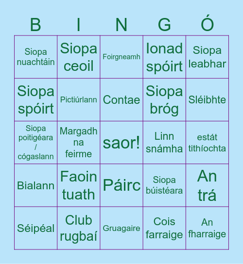 Mo Cheantar Bingo Card