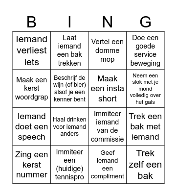 Deucie Kerst Bingo Card
