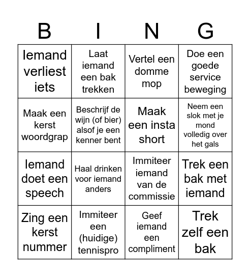 Deucie Kerst Bingo Card