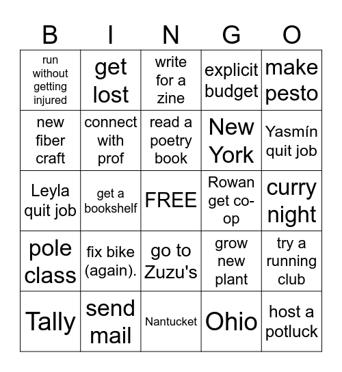 2026 Bingo Card