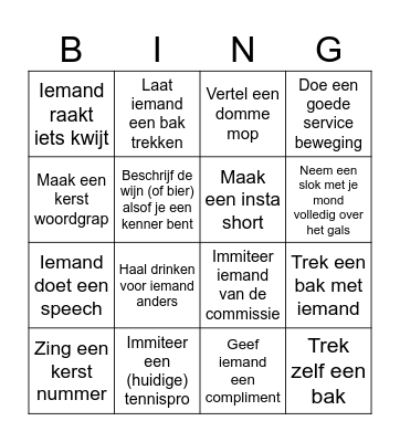 Deucie Kerst Bingo Card