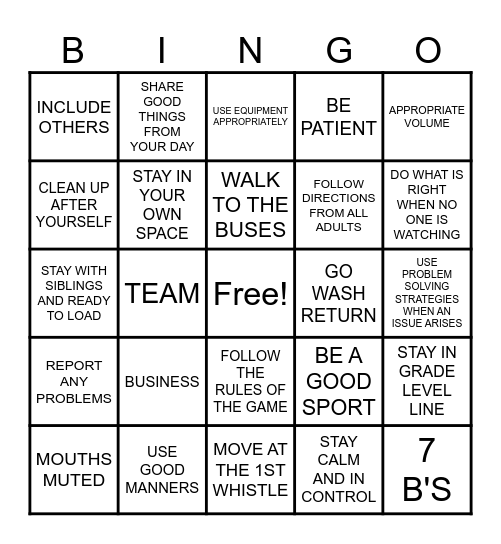 SWAG Bingo Card