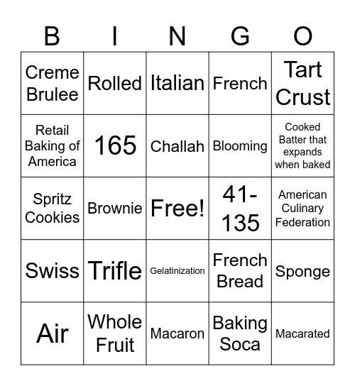 State Test Review Bingo Card